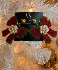 Valeria'S Boutique New Arrivals Christmas Bow Earrings