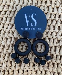Valeria'S Boutique Summer / Beach Black Boho Earrings