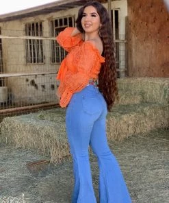 Valeria'S Boutique COLORES Collection Karol Crochet Top (Orange)