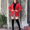 Valeria'S Boutique New Arrivals Classic Fitted Blazer (Red)