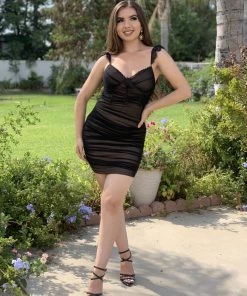 Valeria'S Boutique New Arrivals Scarlette Mesh Mini Dress (Black)