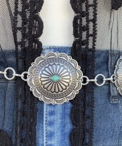 Valeria'S Boutique New Arrivals TC10 Turquoise Concho Chain Belt