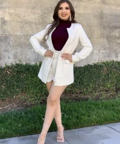 Valeria'S Boutique Lisa Ribbed Turtleneck Bodysuit (Burgundy)