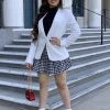 Valeria'S Boutique Classic Fitted Blazer (White) New Arrivals