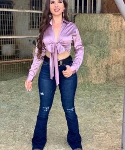 Valeria'S Boutique Rita High Rise Flare Jeans (Extra Dark)