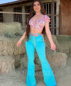 Valeria'S Boutique Flower Garden Floral Top (Pink) COLORES Collection