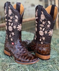 Valeria'S Boutique New Arrivals Ostrich Embroidered Western Boots