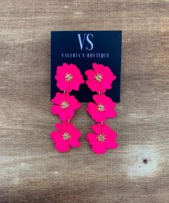 Valeria'S Boutique COLORES Collection Hawaii Flower Waterfall Earrings (Pink)