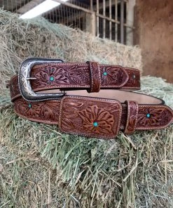 New Arrivals Valeria'S Boutique Cincelado Belts (Touch Of Turquoise) - Western Buckle