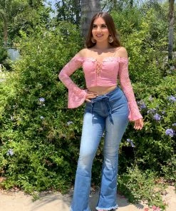 Valeria'S Boutique Roxana High Rise Flare Jeans (Light)