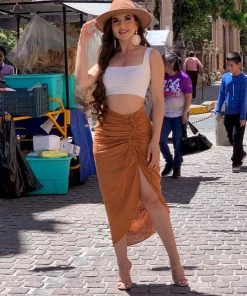 Valeria'S Boutique New Arrivals Allende Side Slit Midi Skirt