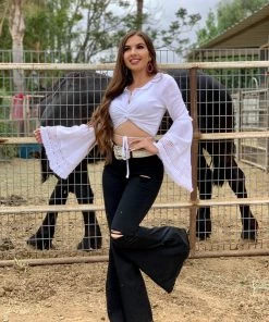 Valeria'S Boutique Macarena High Rise Bell Bottom Jeans (Black) COLORES Collection