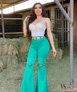 Valeria'S Boutique Tequila Con Limón High Rise Bell Bottom Jeans COLORES Collection