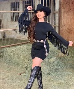 Valeria'S Boutique Wild West Fringe Mini Dress Rodeo Collection