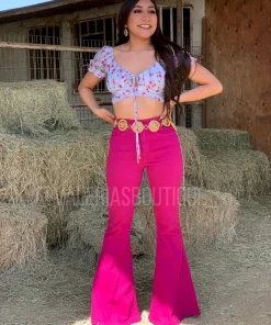 Valeria'S Boutique COLORES Collection Pitaya High Rise Bell Bottom Jeans
