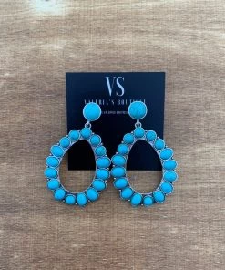 Valeria'S Boutique Western Hoop Earrings (Turquoise)