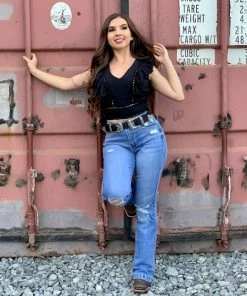 Valeria'S Boutique New Arrivals Muchacha Ranchera High Rise Bootcut Jeans (Light) - Short Length 30