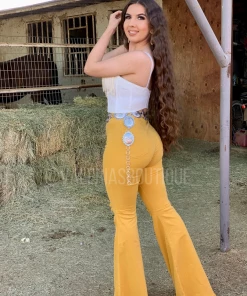 Valeria'S Boutique Piña Para La Niña High Rise Bell Bottom Jeans COLORES Collection