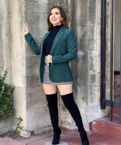 Valeria'S Boutique Hunter Green Fitted Blazer New Arrivals