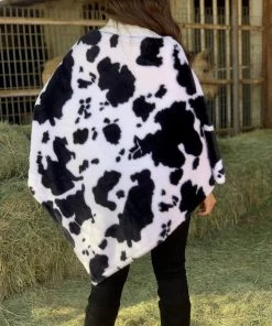 Valeria'S Boutique Cowprint Poncho (La Vaca Lola - Black) New Arrivals