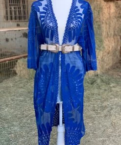 Valeria'S Boutique Kayla Mesh Kimono (Royal Blue)