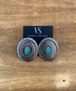 Valeria'S Boutique New Arrivals Oval Concho Earrings