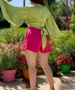 Valeria'S Boutique COLORES Collection Cayetana Wide Leg Shorts (Pink)