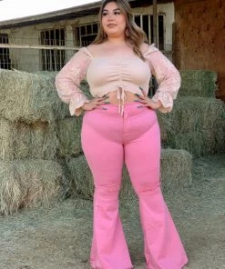 Valeria'S Boutique Mayra Lace Shirred Top (Nude) New Arrivals