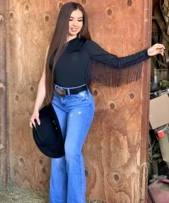 Valeria'S Boutique Rodeo Collection Raquel One Shoulder Fringe Bodysuit