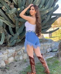 Valeria'S Boutique Taylor Fringe Denim Shorts