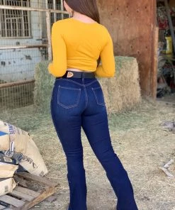 Valeria'S Boutique Rosalia High Rise Flare Jeans (Dark) - Short Length 32