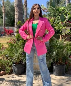 Valeria'S Boutique Stacey Long Blazer (Barbie Pink)