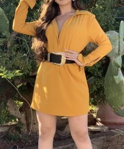 Valeria'S Boutique Cindy Mini Dress (Mustard)