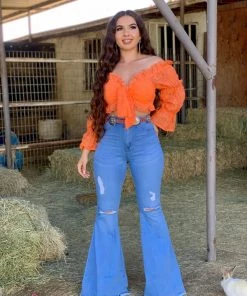 Valeria'S Boutique Bidi Bidi Bom Bom High Rise Bell Bottom Jeans (Light)