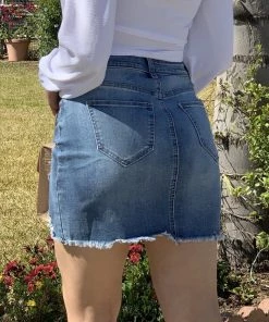 Valeria'S Boutique Elena Mid Rise Denim Mini Skirt