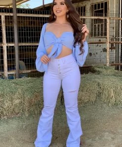 Valeria'S Boutique Regina High Rise Flare Jeans (White)