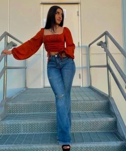 Valeria'S Boutique Rita High Rise Flare Jeans (Sand) New Arrivals