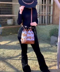 Valeria'S Boutique Cowprint Bucket Bag