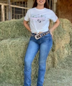 Valeria'S Boutique Romina Mid Rise Bootcut Jeans (Sand)