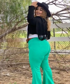 Valeria'S Boutique La Quebradora Fringe Suede Jacket (Black) Rodeo Collection