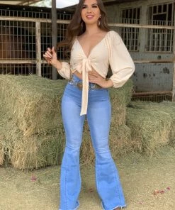 Valeria'S Boutique Rutila High Rise Bell Bottom Jeans (Light) New Arrivals