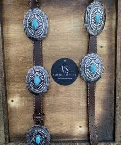 Valeria'S Boutique Concho Western Belt (Brown Leather)