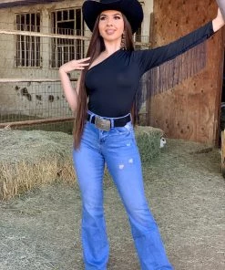 Valeria'S Boutique Rodeo Collection Raquel One Shoulder Fringe Bodysuit