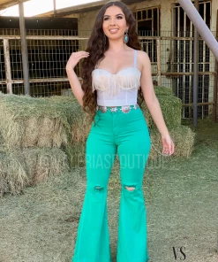 Valeria'S Boutique Tequila Con Limón High Rise Bell Bottom Jeans COLORES Collection