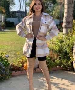 Valeria'S Boutique New Arrivals Hazel Wool Plaid Shacket (Lavender)