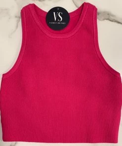 Valeria'S Boutique Cici Ribbed Tank Top (Pink)