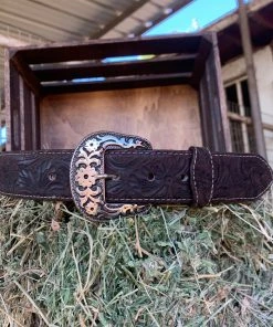 Valeria'S Boutique New Arrivals Arracada Jerezana Embroidered Western Belts (Brown)