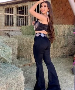 Valeria'S Boutique Macarena High Rise Bell Bottom Jeans (Black) COLORES Collection