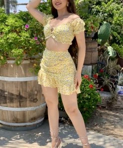Valeria'S Boutique New Arrivals Emily Skirt Set (Yellow)