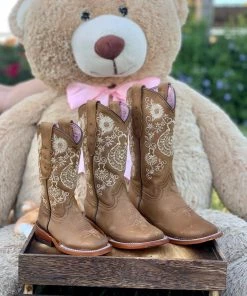 Valeria'S Boutique Baby Girl Arracada Jerezana Embroidered Western Boots (Honey)